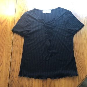 Urban Outfitters black lace up crop top